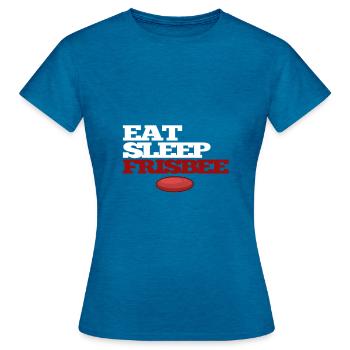 Frisbee - Dame-T-shirt - antik safir blå meleret - Foran - AI Model Female 172 dark (172cm)