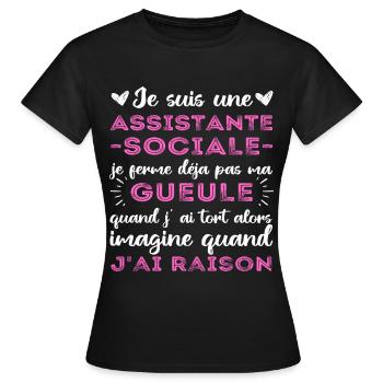 Je suis une assistante sociale humour cadeau - T-shirt Femme - noir - Devant - AI Model Female 172 dark (172cm)