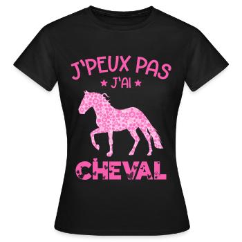 j'peux pas j'ai cheval - cadeau fille - T-shirt Femme - noir - Devant - AI Model Female 172 dark (172cm)