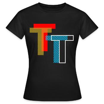 T Initial - T-shirt Femme - noir - Devant - AI Model Female 172 dark (172cm)