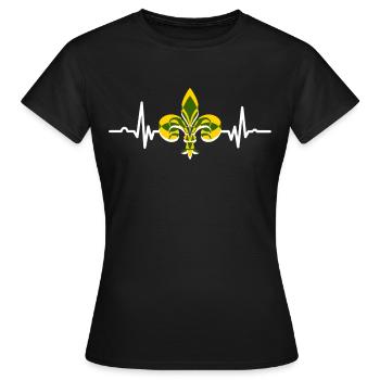 Fleur de Lis Lys Herzschlag - Frauen T-Shirt - Schwarz - Vorne - AI Model Female 172 dark (172cm)