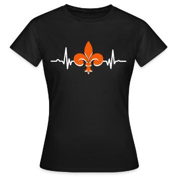 Fleur de Lis Lys Herzschlag - Frauen T-Shirt - Schwarz - Vorne - AI Model Female 172 dark (172cm)