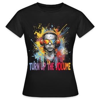 Augmentez le volume Hip Hop Music - T-shirt Femme - noir - Devant - AI Model Female 172 dark (172cm)