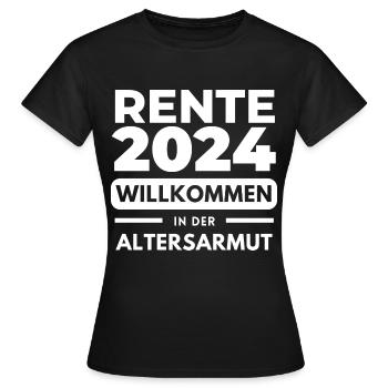 Pension 2024 Bienvenue aux retraités de la précarité des personnes âgées - T-shirt Femme - noir - Devant - AI Model Female 172 dark (172cm)