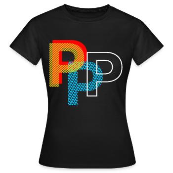 Lettre P - T-shirt Femme - noir - Devant - AI Model Female 172 dark (172cm)