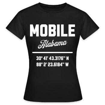 Koordinaten Von Mobile Alabama - Frauen T-Shirt - Schwarz - Vorne - AI Model Female 172 dark (172cm)