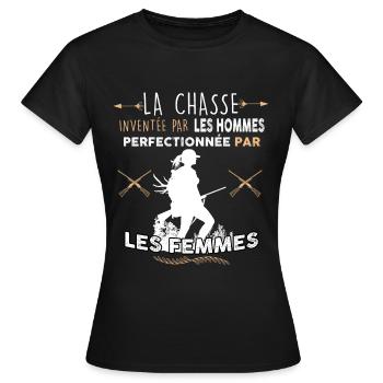 Femme et Chasse, Chasseuse - T-shirt Femme - noir - Devant - AI Model Female 172 dark (172cm)