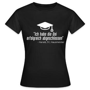 Ich habe die Uni erfolgreich abgeschlossen - Frauen T-Shirt - Schwarz - Vorne - AI Model Female 172 dark (172cm)