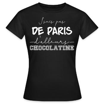 Pain au chocolat VS Chocolatine - T-shirt Femme - noir - Devant - AI Model Female 172 dark (172cm)