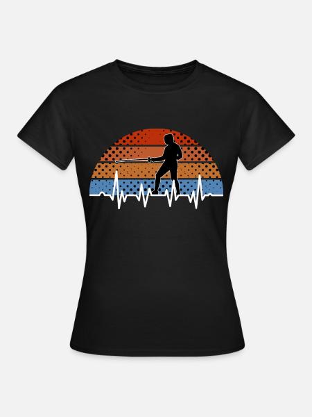 Cadeau Escrime Sport Battement de Coeur - Dame-T-shirt - sort
