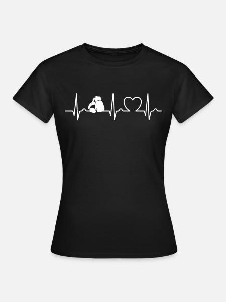 Courbe cardiaque, ECG, Boxe, Arts martiaux, Entraînement de boxe - T-shirt Femme - noir