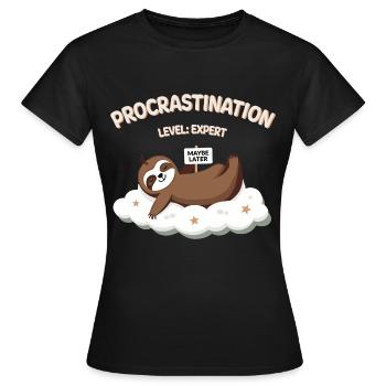 Niveau de procrastination Conception experte - T-shirt Femme - noir - Devant - AI Model Female 172 dark (172cm)