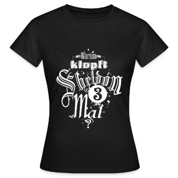 énonciation drôle, typographie, théorie du big bang - T-shirt Femme - noir - Devant - AI Model Female 172 dark (172cm)