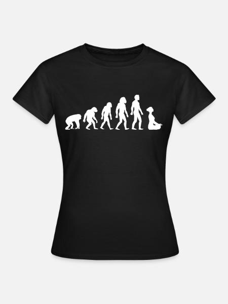 Meditation Yoga Evolution meditieren Frauen - Frauen T-Shirt - Schwarz