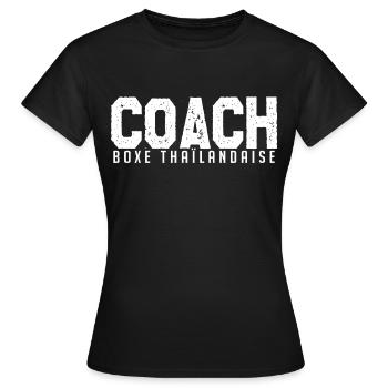 Coach Boxe Thaïlandaise. entraineur de boxe. - T-shirt Femme - noir - Devant - AI Model Female 172 dark (172cm)