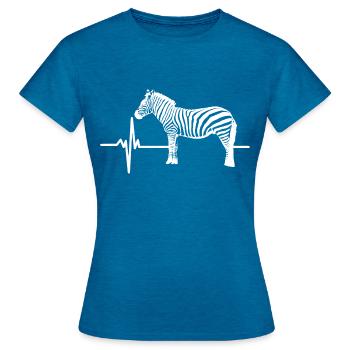 Zebra Heartbeat Shirt - Best Zebra Lover Gift - Women's T-Shirt - antique blue sapphire heather - Front - AI Model Female 172 dark (172cm)