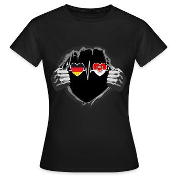 Deutschland und Brandenburg Fahne Flaggen - Frauen T-Shirt - Schwarz - Vorne - AI Model Female 172 dark (172cm)