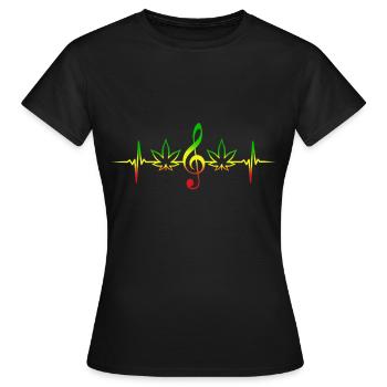 Heartbeat Reggae Ganja Jamaïque Rasta Weed Tea - T-shirt Femme - noir - Devant - AI Model Female 172 dark (172cm)