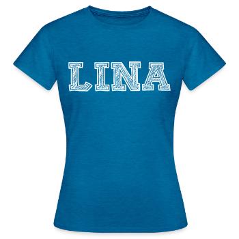Lina - T-shirt Femme - bleu saphir antique chiné - Devant - AI Model Female 172 dark (172cm)