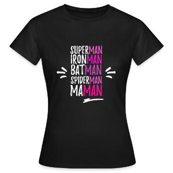 T-SHIRT SUPER HERO MOM - Women's T-Shirt - black - Front - AI Model Female 172 dark (172cm)