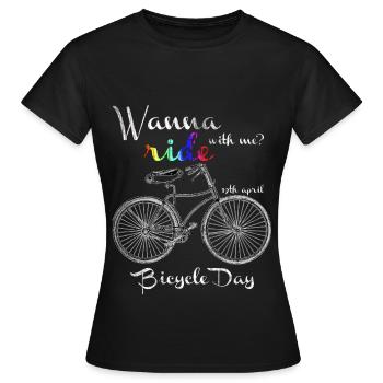 Veux rouler avec moi - Journée du vélo - T-shirt Femme - noir - Devant - AI Model Female 172 dark (172cm)