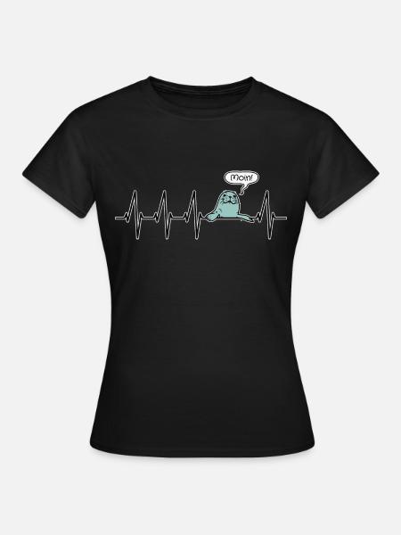 Robbe Heuler Meer Moin Nordsee Ostsee Herzschlag - Frauen T-Shirt - Schwarz