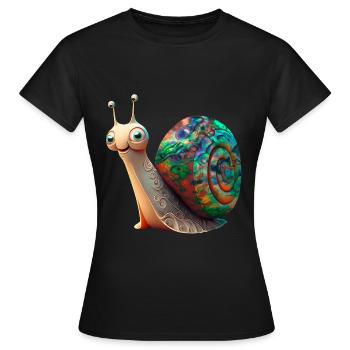 Escargot opale - Coquille d’escargot opale - T-shirt Femme - noir - Devant - AI Model Female 172 dark (172cm)