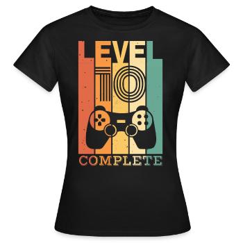 Enfants Niveau 10 ans t-shirt d’anniversaire Gamer - T-shirt Femme - noir - Devant - AI Model Female 172 dark (172cm)