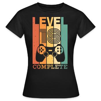 Enfants Niveau 18 ans t-shirt d’anniversaire Gamer - T-shirt Femme - noir - Devant - AI Model Female 172 dark (172cm)