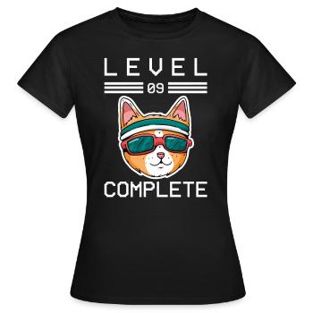 Enfants Niveau 9 ans t-shirt d’anniversaire Gamer - T-shirt Femme - noir - Devant - AI Model Female 172 dark (172cm)