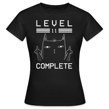 Enfants Niveau 11 ans t-shirt d’anniversaire Gamer - T-shirt Femme - noir - Devant - AI Model Female 172 dark (172cm)