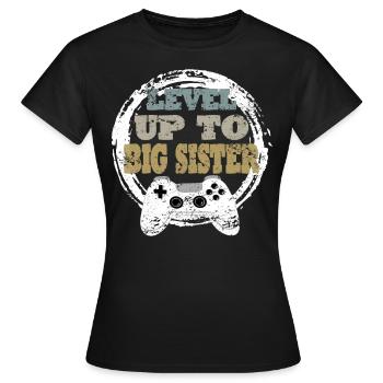 Schwester Gaming Retro Geschenkidee - Frauen T-Shirt - Schwarz - Vorne - AI Model Female 172 dark (172cm)