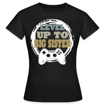Schwester Gaming Retro Geschenkidee - Frauen T-Shirt - Schwarz - Vorne - AI Model Female 172 dark (172cm)
