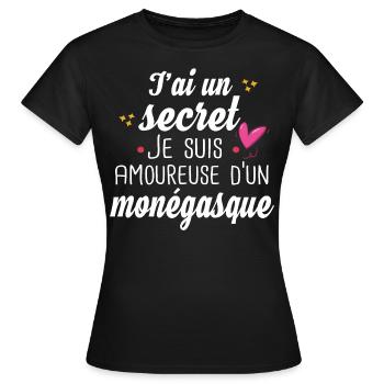 Monégasque Monaco Femme Amoureuse Cadeau Humour - T-shirt Femme - noir - Devant - AI Model Female 172 dark (172cm)