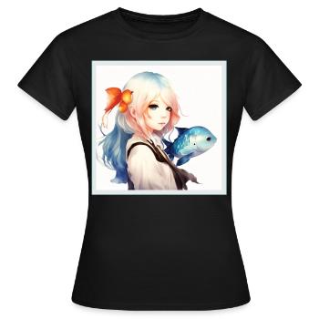 Anime Girl Japanese Aesthetic Anime Gift - Women's T-Shirt - black - Front - AI Model Female 172 dark (172cm)