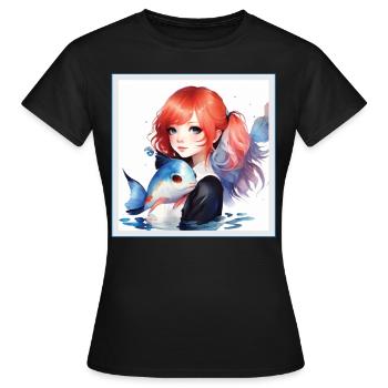Anime Girl Japanese Aesthetic Anime Gift - Women's T-Shirt - black - Front - AI Model Female 172 dark (172cm)