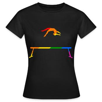 Turnen am Regenbogen Schwebebalken - Frauen T-Shirt - Schwarz - Vorne - AI Model Female 172 dark (172cm)