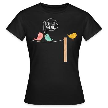 Vogel der hat WLAN- WIFI Vogelliehaber Internet - Frauen T-Shirt - Schwarz - Vorne - AI Model Female 172 dark (172cm)