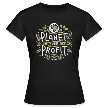 Planet over profit activisme sauver la planète - T-shirt Femme - noir - Devant - AI Model Female 172 dark (172cm)