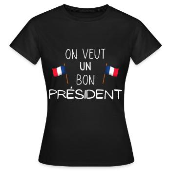 Élection présidentielle française 2022 - T-shirt Femme - noir - Devant - AI Model Female 172 dark (172cm)