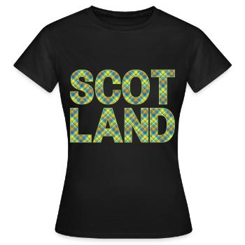 Schottland Tartan Schriftzug Dudelsack Highlands - Frauen T-Shirt - Schwarz - Vorne - AI Model Female 172 dark (172cm)