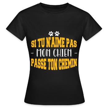 Si tu n’aimes pas mon chien - T-shirt Femme - noir - Devant - AI Model Female 172 dark (172cm)