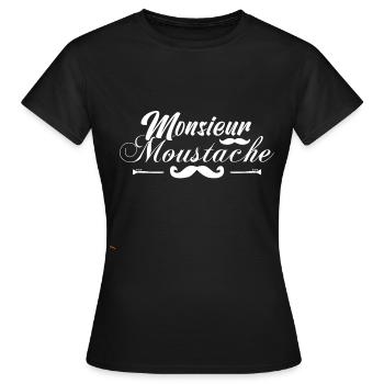 monsieur moustaches, Idée cadeau d'élégance. - T-shirt Femme - noir - Devant - AI Model Female 172 dark (172cm)