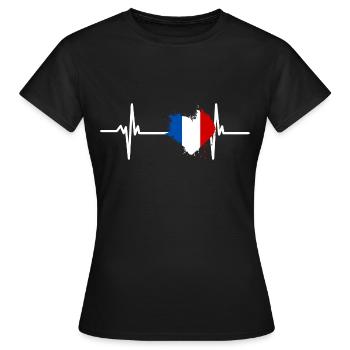 France Battement de Cœur Drapeau Français Fierté - T-shirt Femme - noir - Devant - AI Model Female 172 dark (172cm)