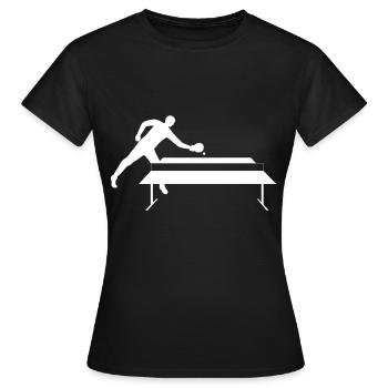 Player at table tennis table - Women's T-Shirt - black - Front - AI Model Female 172 dark (172cm)
