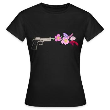 Pistolet à fleurs - T-shirt Femme - noir - Devant - AI Model Female 172 dark (172cm)