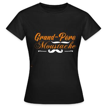 grand-père moustache, Idée cadeau d'élégance. - T-shirt Femme - noir - Devant - AI Model Female 172 dark (172cm)