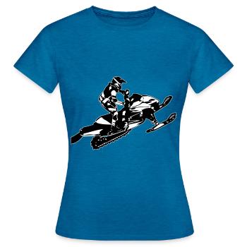 Snowmobile - Motorschlitten - Frauen T-Shirt - Antikblaues Saphir meliert - Vorne - AI Model Female 172 dark (172cm)