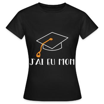 j'ai eu mon bac sans forcer - T-shirt Femme - noir - Devant - AI Model Female 172 dark (172cm)