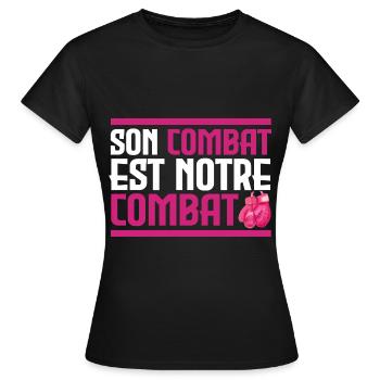 His fight is our fight - Cancer - Women's T-Shirt - black - Front - AI Model Female 172 dark (172cm)